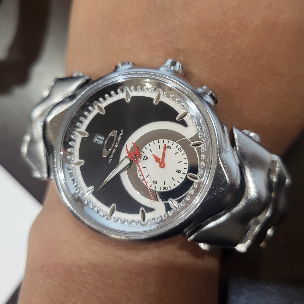 Silver Watch with Black Dial